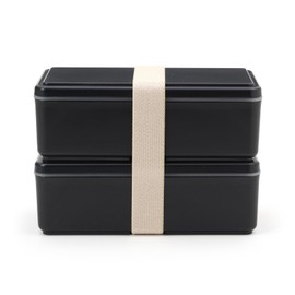Miyoshi Seisakujyo GEL-COOL 0101-0276 Gel Cool Square Lunch Box with Integrated Ice Pack, 2 Tiers, Black, 7.0 x 3.4 x 4.7 inches (17.8 x 8.7 x 12 cm), 33.8 fl oz (1000 ml), With Dividers, For Women,