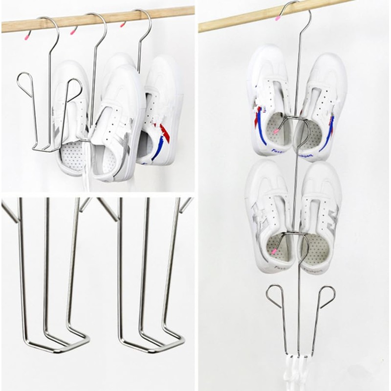 Leoyoubei 10 Pack Stainless Steel Shoes Hanger Drying Rack for