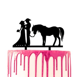 CARISPIBET Hochzeitstortenaufsatz, Western-Thema, Hochzeit, Bauernhof, Bauernhaus, Cowboy, Bräutigam, Cowgirl, Braut, Acryl, Kuchendekoration