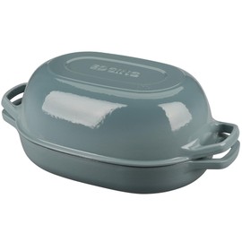 EDGING CASTING Enameled Cast Iron Dutch Oven Pot with Lid, Oval Dutch Oven for Bread Baking, Bread Oven for Homemade Sourdough Bread Baking, 7qt, Seasalt