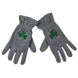 donegal bay Irish Gray Fleece Gloves - Green Shamrock