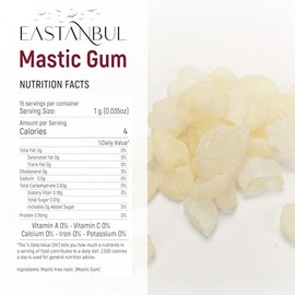 Eastanbul Mastic Gum Chicle 0.53Oz (15G), Jawliner Gum En 15 Tubos Individuales, Goma Natural Para Jawline, Mastic Chicle Para Fuerza De Mandíbula, Ch