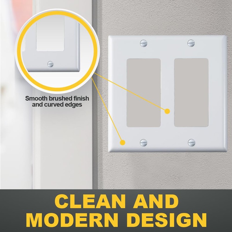 Faith White 2-Gang Two-Device Wall Plate (6-pack) | Double Light