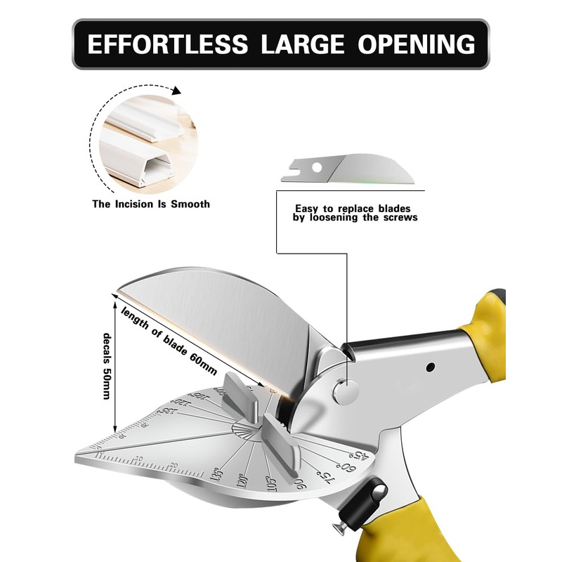 HOHXEN 45°-135° Angle Mitre Shear Cutter Multifunctional Scissors Quarter Round