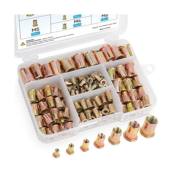 TICONN 180 Pcs Metric Rivet Nut Kit, Heavy Duty Zinc