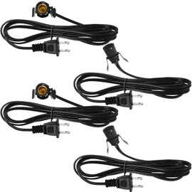 Macarrie 4 Pcs Clip in Lamp Cord with E12 Light Socket Single Lamp Replacement Cord for Holiday Christmas Village Accessories Decorations Switch Not Included, 6 ft (Black)