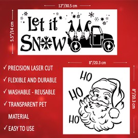 Christmas Stencils Reusable Template – Large Christmas Stencils for Painting on Wood - Plastic Stencils for Crafts Windows Drawing Cards Fabric - Includes Gnome Snowflakes Santa Merry Christmas Trees