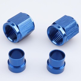 AC PERFORMANCE Aluminum Hardline Fitting -12AN Female Tube Nut and Sleeve for 3/4'' (19.05mm) Outer Diameter Alloy Tube Hose Line Fitting, Blue, Pack of 2