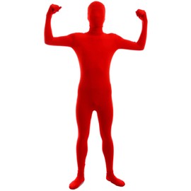 VSVO Men's and Women's Second Skin Zentai Full Bodysuit Costume (Red, Small)