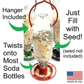 Gadjit Soda Bottle Bird Feeder – 3 Pack | Turn Soda Bottles into Eco-Friendly Wild Bird-Seed Feeders | Fun DIY for Kids, Scouts, Clubs, Grandparents | Promotes Recycling & Reuse (Green)