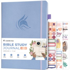Clever Fox Bible Study Journal Large – Church Notes Notebook – Note Taking & Journaling Kit – Faith Based Religious Accessories, 7x10” (Periwinkle)
