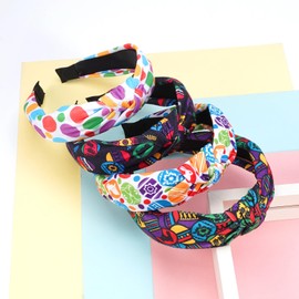 4pcs Easter Headbands for Women, Printed Bunny Egg Chick Carrot Knotted Headbands Spring Holiday Hair Accessories