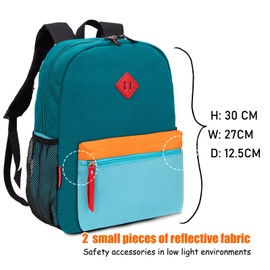 HawLander Little Kids Backpack, Toddler School Bag for Boys Aged 3 4 5 6 7 Years, with Chest Strap, Blue Green