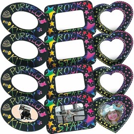 Fun Express Magic Color Scratch Art Picture Frame Magnets - 5.5" x 7 3/8" (Makes 24) - Assorted Shapes, Perfect for Family, Friends, and Group Projects