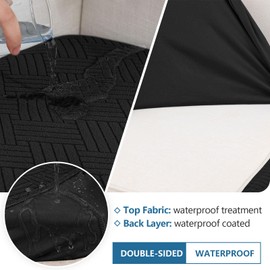 hyha Waterproof Couch Cushion Covers, Stretch Magic Sofa Covers Washable, Waterproof Sectional Couch Covers for Pets, Sofa/Couch Seat Cushion Covers with Elastic Bottom(1 Cushion Sofa, Black)