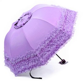 Maibar Umbrella UV UPF 50 Pocket Umbrellas UV Protection Umbrella Made of Lace Women for Women, F violet