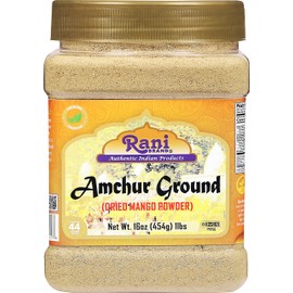 Rani Amchur (Mango) Ground Powder Spice 16oz (1lb) 454g PET Jar ~ All Natural, Indian Origin | No Color | Gluten Friendly | Vegan | NON-GMO | Kosher | No Salt or fillers