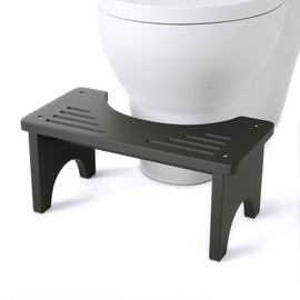 Uaniar Black Poop Stool Adult, Bamboo Wooden Toilet Stool Squat, Squatting Pooping Stools for Adults, Wood Toilet Foot Potty for Bathroom, Black