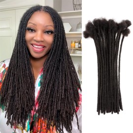 6 Inch Loc Extensions Human Hair Short Dreads Extensions Dreadlock Extensions for Men Women 0.4 cm 30 Strands Handmade Permanent Locs Extension Natural Black Locs Hair Extensions Can be Dyed Bleached