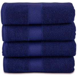 MAURA Premium Blue Bath Towels 100% Cotton 27x54 Ultra Absorbent Quick Dry 4 Pack Soft Terry Bath Towels Set for Bathroom, Hotel and Spa Quality, Navy Blue
