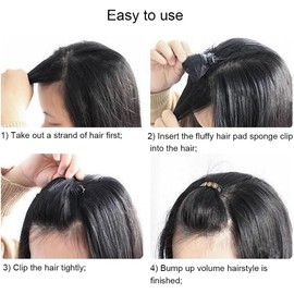 MIVES 4Pcs Rhinestone Flower Puff Hair Head Cushion Invisible Fluffy Hair Pad, Mixed Color, 4 Count