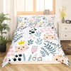 Manfei Cute Cats Duvet Cover Set Twin Size, Flower Leaves