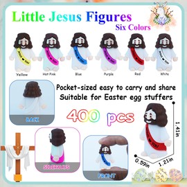 ILHSTY 400 Pcs Little Jesus Figures – Mix 6 Colors Mini Rubber Jesus Toys Jesus Love You for Easter Egg Fillers Egg Hunts Religious Party Favors Gifts Hide and Seek Sunday School (6 Colors)