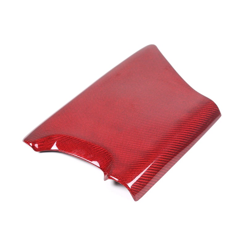 AUG Red Carbon Fiber Center Console Armrest Box Cover Trim