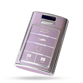 Universal Soft TPU Key Fob Cover with Keychain for Cadi1lac Models (SRX, ATS, ELR, XTS, Escalade, CTS, DTS, STS 2010 2011 2012 2013 2014 2015) - Purple