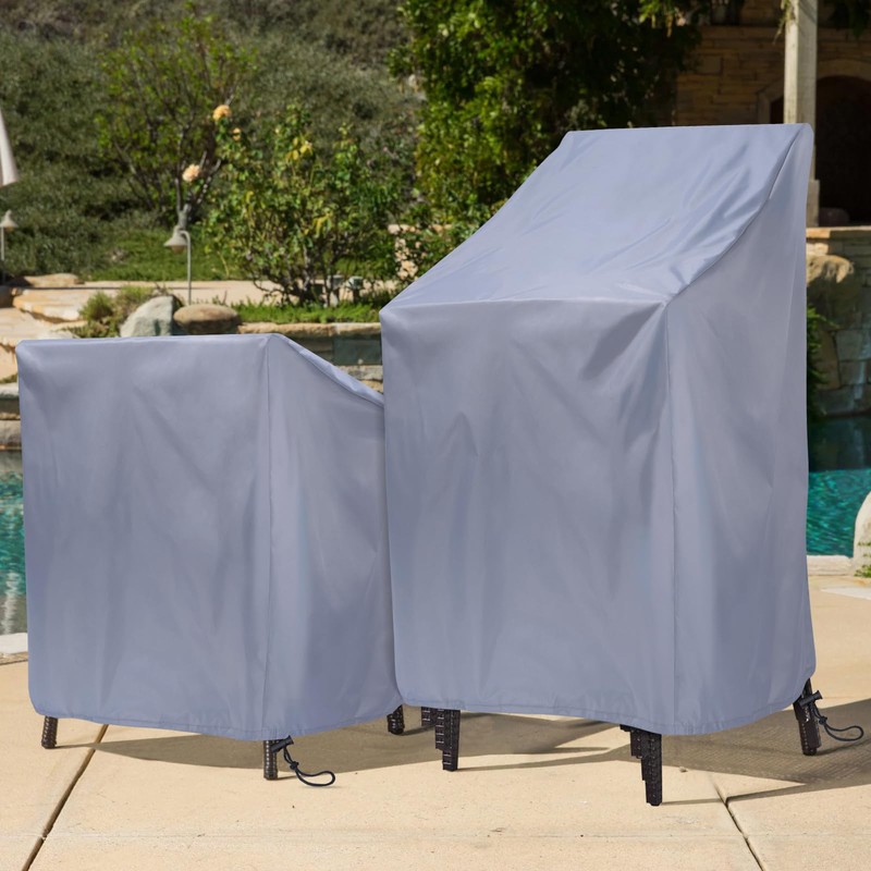 Outdoor Patio Stackable Chair Covers Waterproof 2PCS, Grey