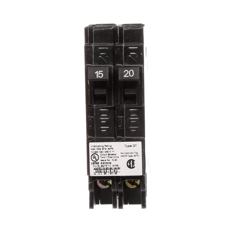 Siemens Q1520NC One 15-Amp and One 20-Amp Single Pole 120V