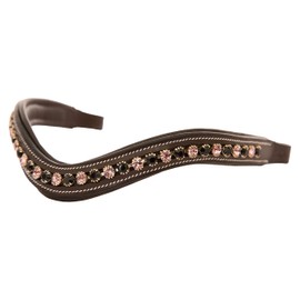 Exion Horse Browband For English Bridle | Curved Shape Padded Equestrian Browband For Show & Dressage | Jet, Light Amethyst Crystal Browband For Horses