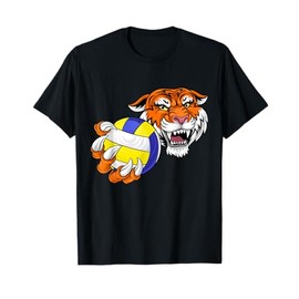 Tiger Volleyball Animal Cartoon Character T-Shirt