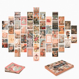 Beau Willows 50PCS Retro Collage Kit - Preppy Aesthetic Room Decor Gift for Teen Girls and Women Vintage Wall Posters for Bedroom, Wall Collage Kit Aesthetic Pictures, Photo Display Dorm Wall Decor