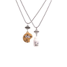 Best Friend Friendship BFF Necklaces for 2 - Best Buds Necklace Cute Milk and Cookie Resin Pendant Necklace Birthday Christmas