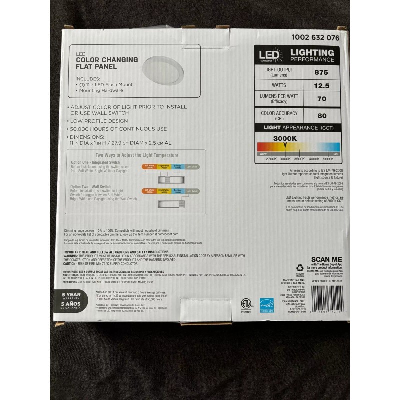 Commercial Electric 11 in LED Color Changing Flat Panel -