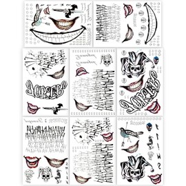 DEXUHE 8 Sheets Joker Temporary Tattoos