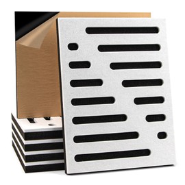 Art3d 6-Pack Self-Adhesive Soundproof Acoustic Panels for Wall, 16 x 12 Inch Stripe Design Noise Block with Polyester & Foam for Bedroom Studio Office
