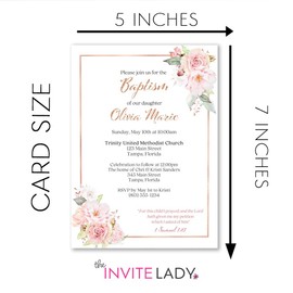 Baptism Invitations For Girls Bautizo De Niña Custom Flora First Communion Confirmation Invites (12 count)