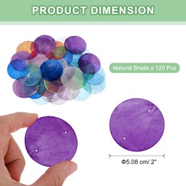 sourcing map 80Pcs Capiz Shells 2" Round Natural Shells with 2 Holes for Seashell Wind Chimes Curtain Shell Garland DIY Craft Wedding Home Decoration, Multicolor