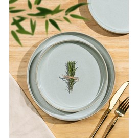 TheTerra Ceramic Dinnerware Sets for 4, 12 Pieces Porcelain Lightweight Speckled Plates and Bowls Sets, Scratch Resistant Dish Set, Oven & Microwave & Dishwasher Safe, Illusion Blue