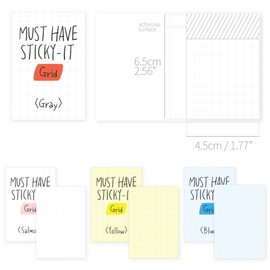 Monolike Must Have Sticky Grid 4 Types 80 Sheets - Daily Memo, Palette, Multicolored Hues, Set of 4