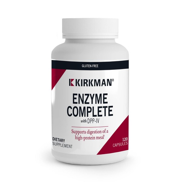 Kirkman - Enzyme Complete/DPP-IV - 120 Capsules - Potent Digestive Aid - Broad Spectrum Digestive Enzyme - Hypoallergenic