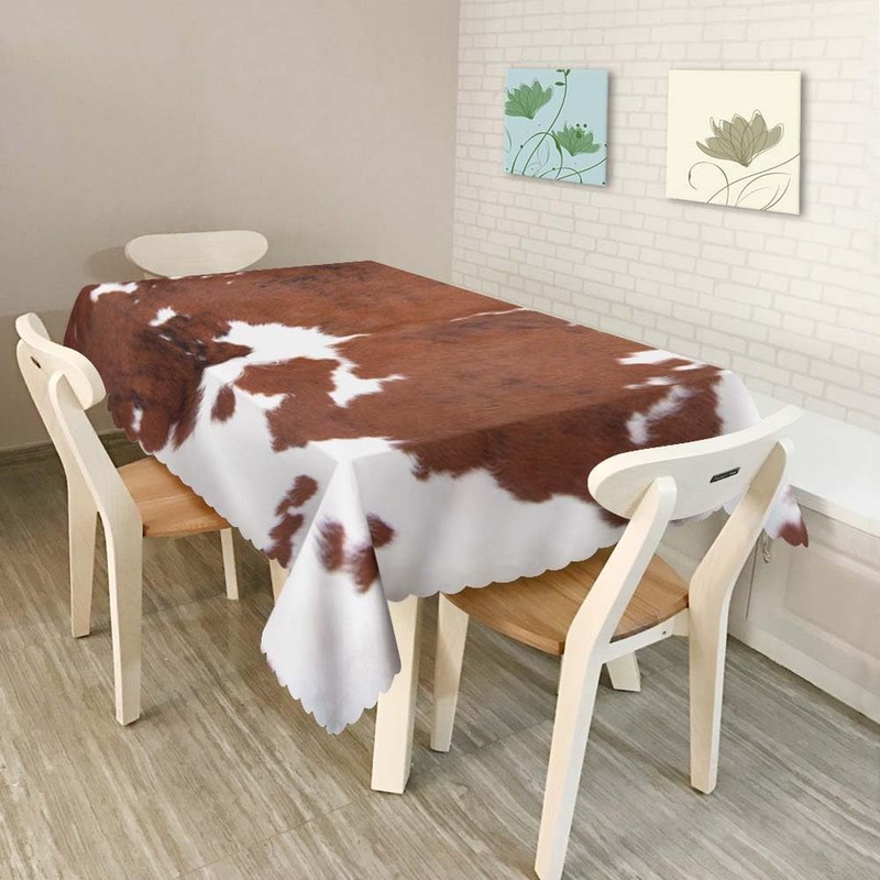 Walmsco Tablecloth Brown Cow Pattern Decor For Dining Room Kitchen