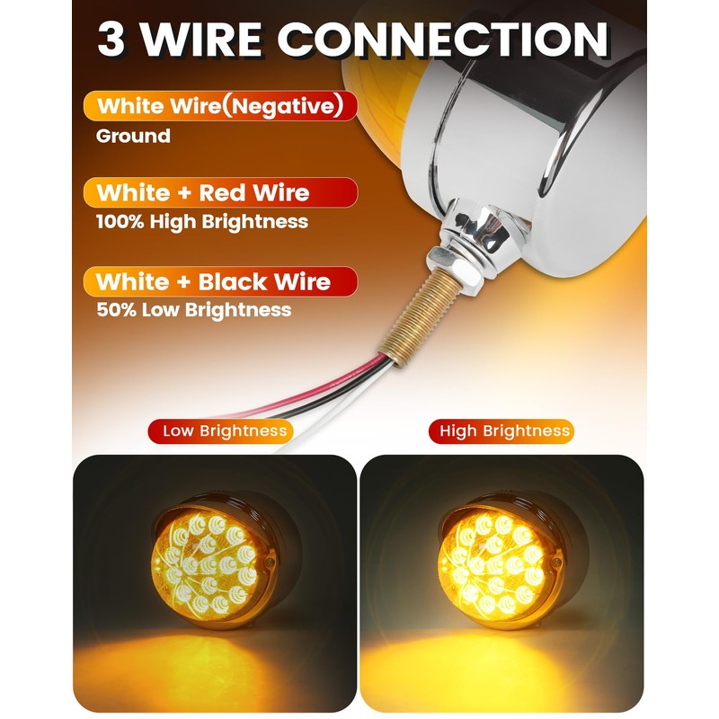 ASNOO Amber Single Face 17 LED Watermelon Turn Signal Pedestal