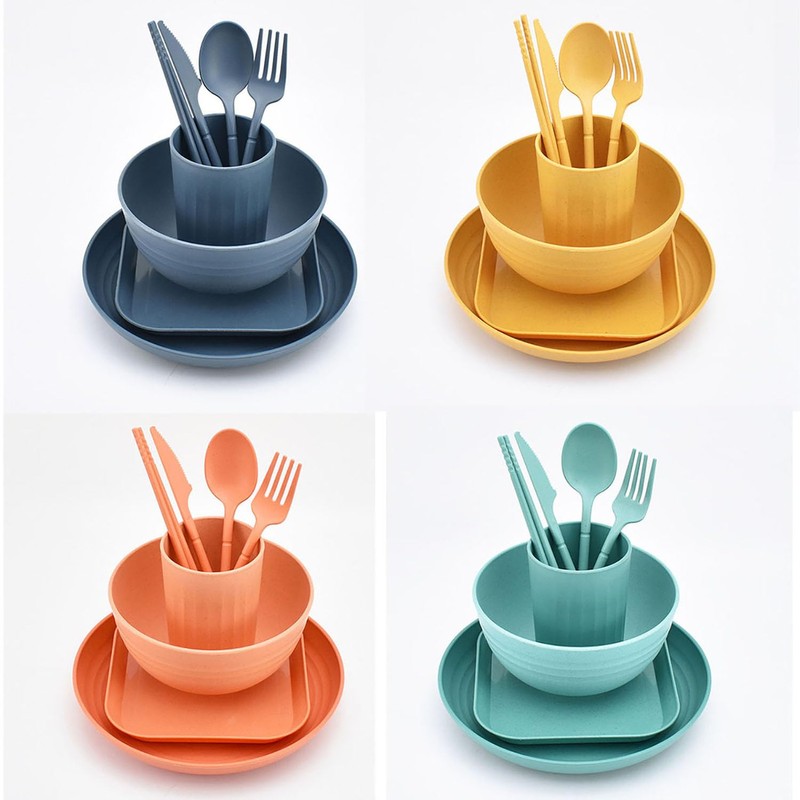 Wheat Straw 8pcs Set Kitchen Dinnerware Bowl Sets Dinnerware Tableware