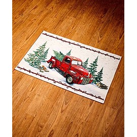 Vintage Country Red Pick Up Truck Rug - Kitchen and Home Entryway Decoration