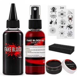 Newthinking Fake Blood Set, 3PCS Washable Realistic Blood Body Makeup Paint for Halloween Zombie, Vampire Cosplay