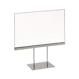 Acrylic Counter Top Sign Holder on Metal Base 7" Tall x 11" Wide with 4" Stems and Weighted Base