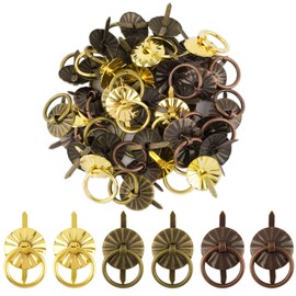 BETESSIN 40 Pieces Metal Brads with Pull Ring Mini Brads for Crafts 19 mm Furniture Knobs Mini Knobs Cabinet Vintage Pattern Clips Small Drawer Handle for DIY Scrapbooking Furniture Decoration